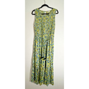 Terra & Sky Maxi Dress Women Size 0X 14W Floral Print Smocked Tank Flowy Stretch